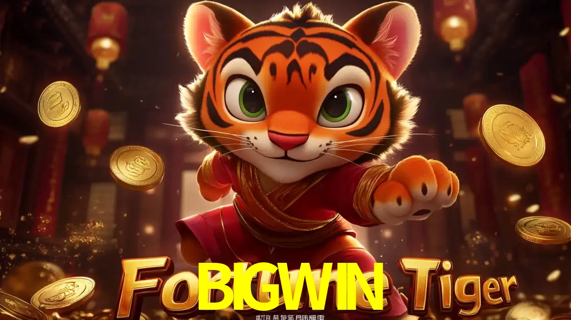 O carismático mascote do jogo de slot Fortune Tiger, um tigre fofo em pose de artes marciais, pronto para trazer sorte e multiplicadores de ganhos no cassino online BIGWIN.