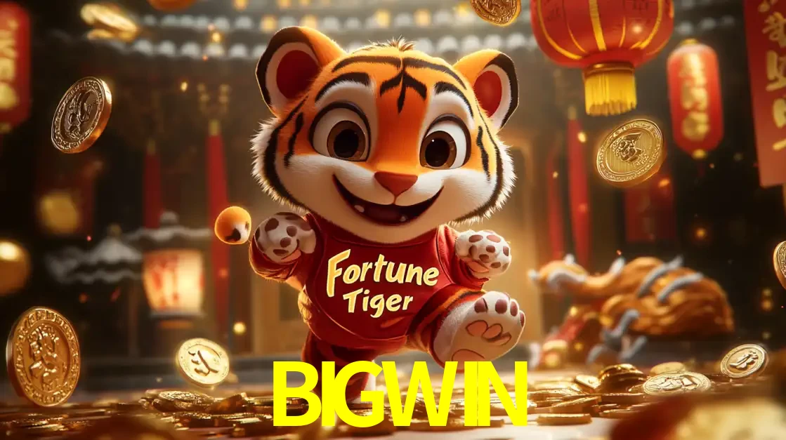 O alegre personagem do Fortune Tiger correndo sobre um caminho de moedas de ouro, simbolizando os grandes prêmios e a diversão do popular jogo de slot do BIGWIN.